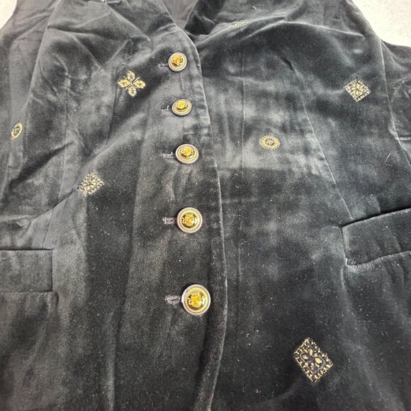 Horst Basler Women’s Black Velvet Vest 38 Embellished Gold Button Formal Lined - Picture 8 of 9
